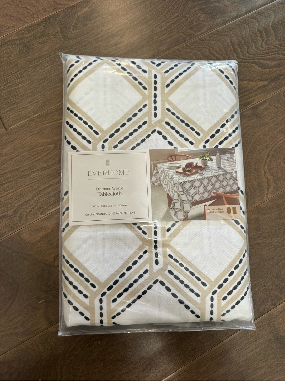 Everhome Geometric Diamond Tablecloth - White, light, brown , Black